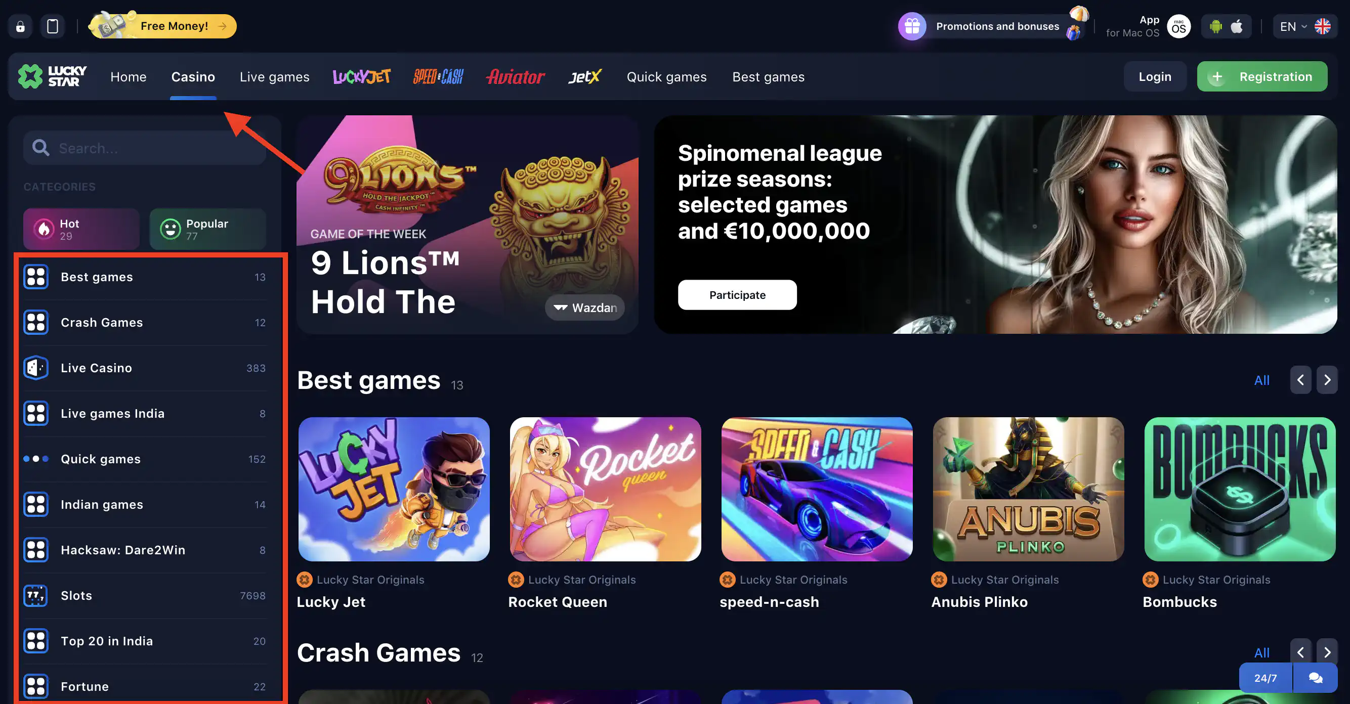 Lucky Star casino games online