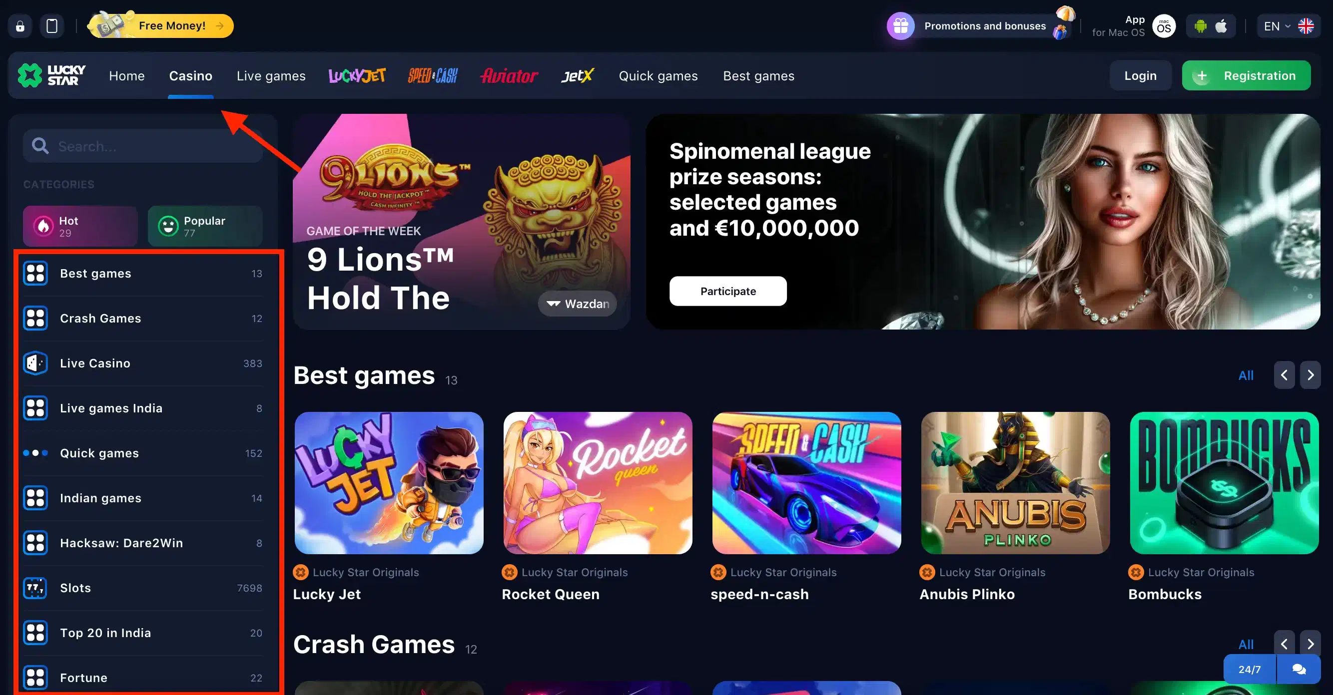 Lucky Star casino games online